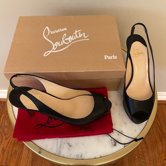 Christian Louboutins black platform sling backs, size 7.5 - Picture 6 of 6